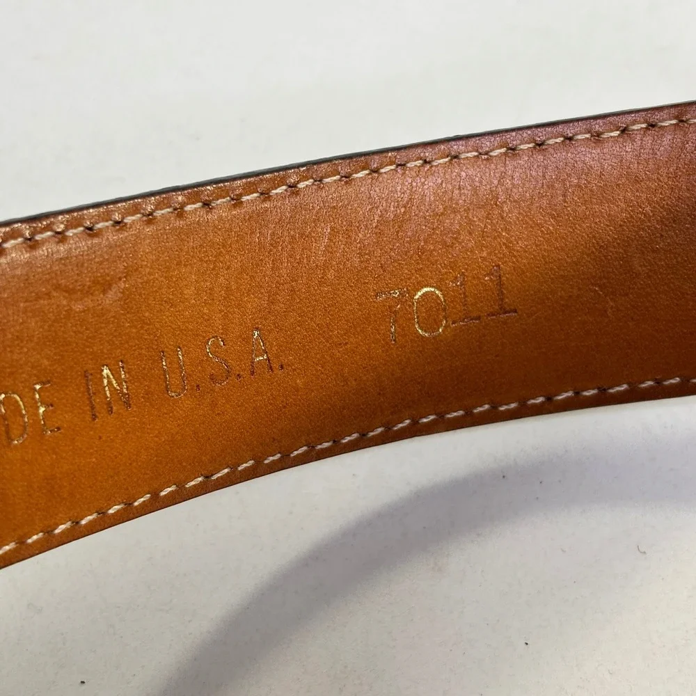 Nocona Belt Makers Brown Lizard Skin Leather Western Belt USA Made 7011 Size 32